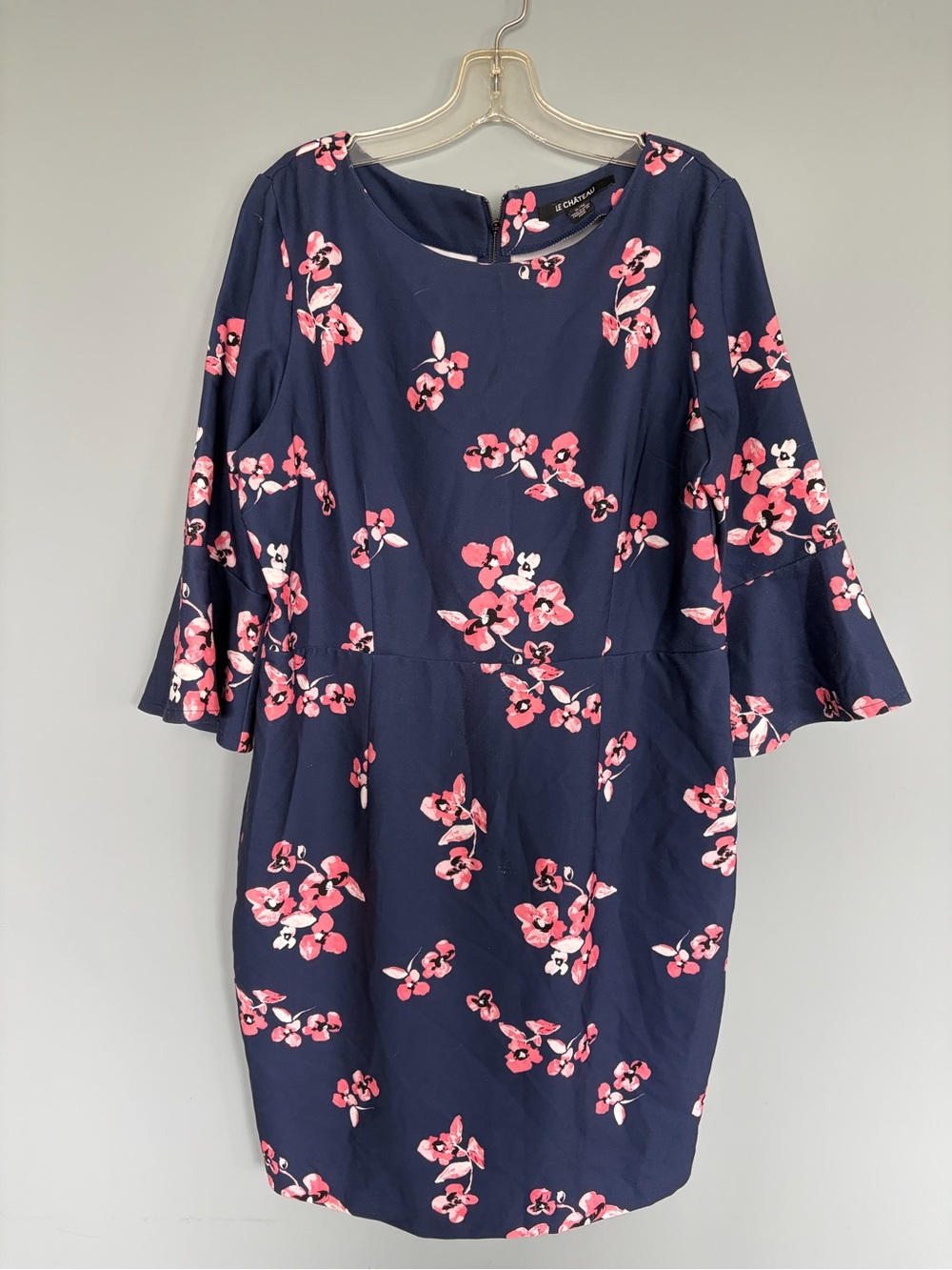 Le Château Navy Dress with Pink Floral Print